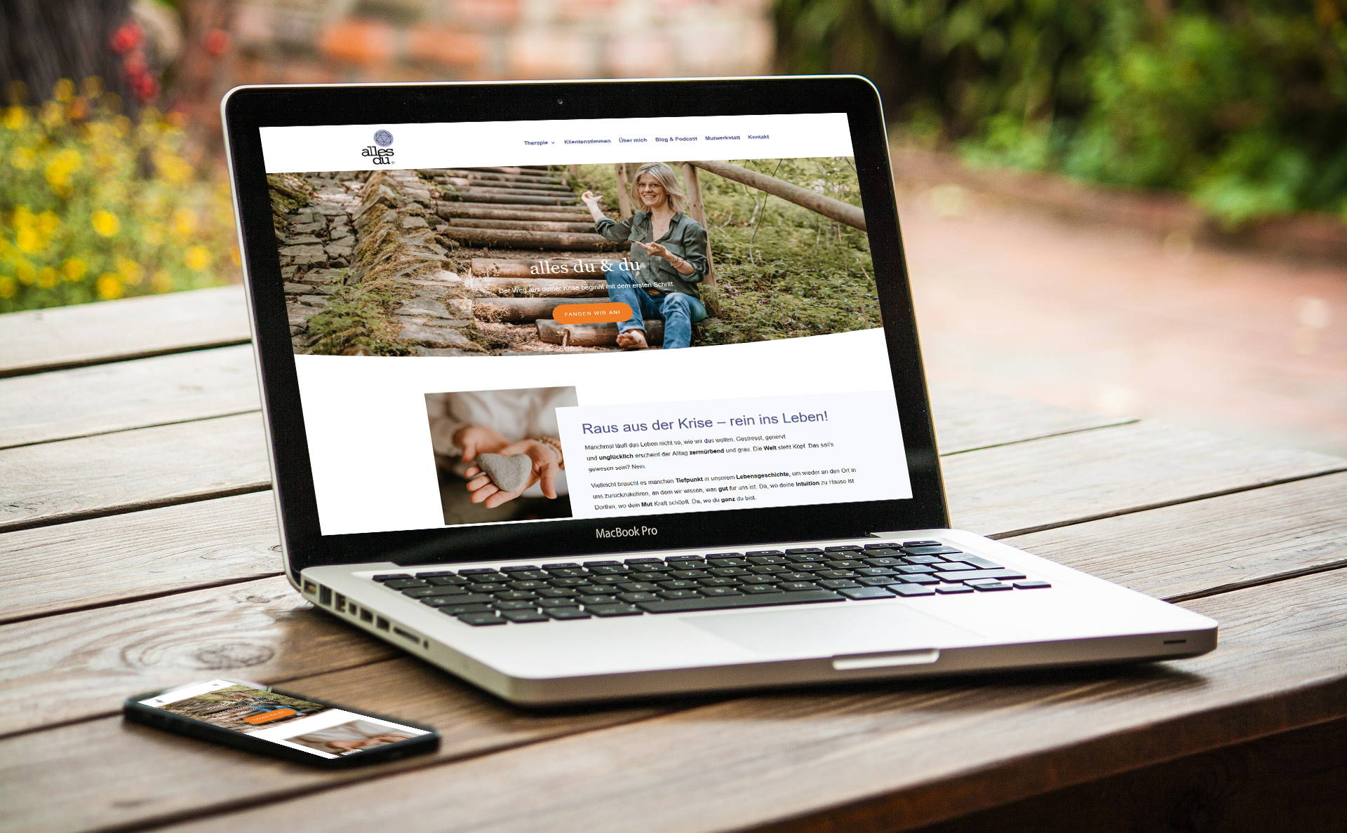 modernes Webdesign - responsive Webdesign mit WordPress - Webseite für Psychotherapie-Praxis "alles du"