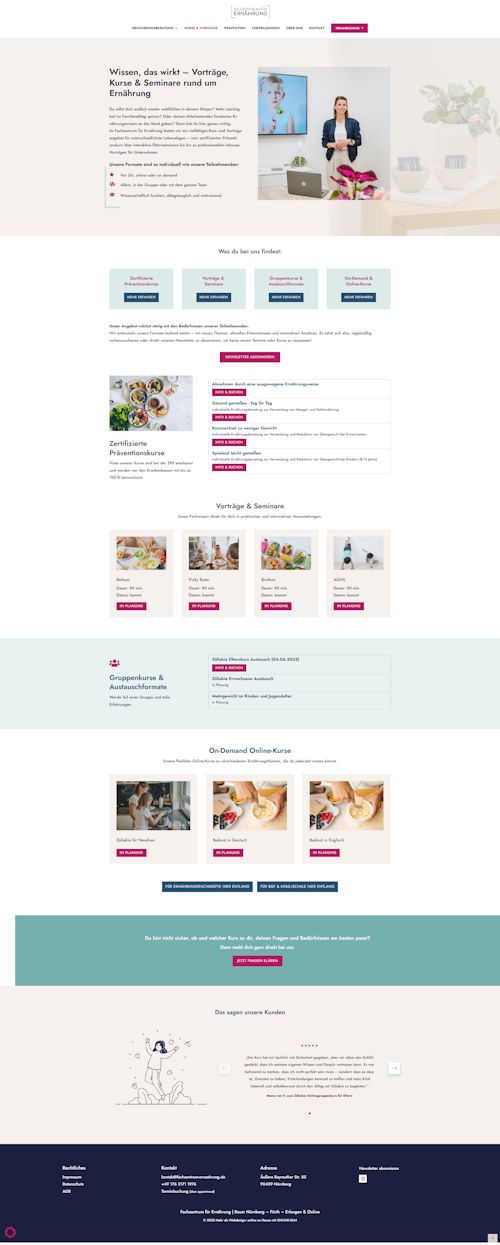 Referenz-Website für Fachzentrum Ernährung
